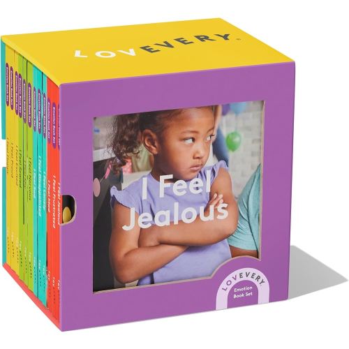 The Emotion Book Set, 12 Books ( Happy, Proud, Excited, Scared, Shy, Nervous, Sad, Disappointed, Lonely, Mad, Frustrated, Jealous) by Lovevery