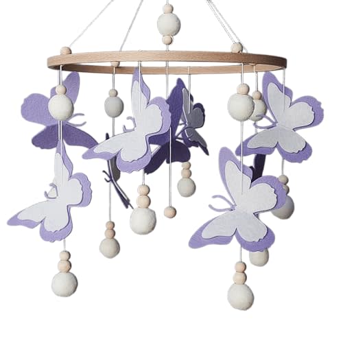 Purple Butterfly Crib Mobile – Baby Girl Nursery Decor – Handmade Felt Mobile – Hanging Baby Mobile for Crib – Baby Shower Gift
