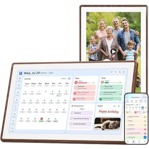 21.5" Smart Digital Calendar - Family Hub Planner (Walnut)