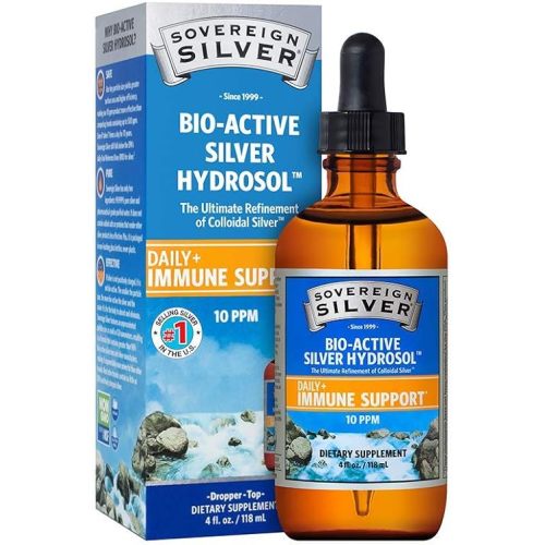 Sovereign Silver Immune Support - Colloidal Silver Mineral Supplement – Liquid Bio-Active Silver Hydrosol - 10ppm - 4oz (118mL) Dropper