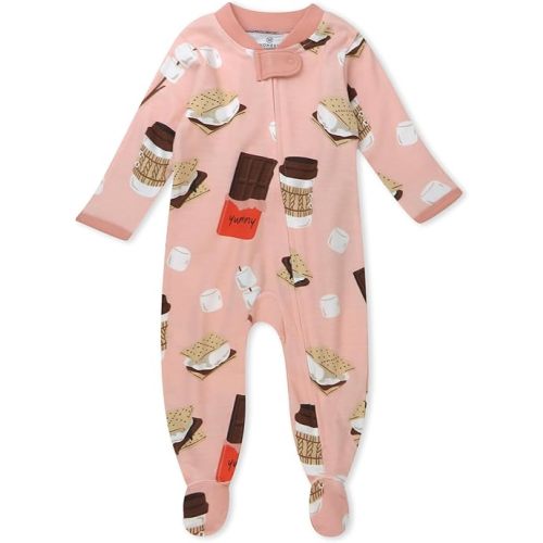 HonestBaby Sleep & Play Footed One-Piece Pajama Sleeper 100% Organic Cotton, Baby Girls
