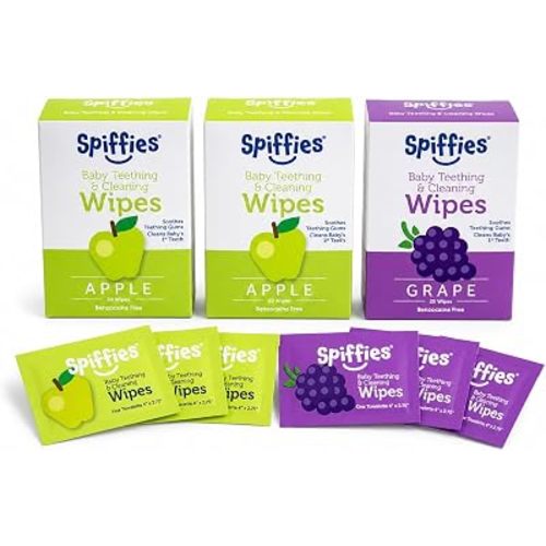 Baby Teeth & Gum Wipes, Apple & Grape Variety, Xylitol, Fluoride Free, 60ct