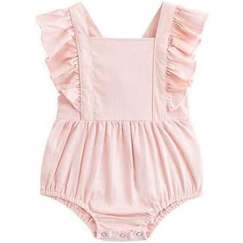 Simplee kids Baby Boys Girls Ruffle Romper Summer Outfit Jumpsuit Linen Bodysuits