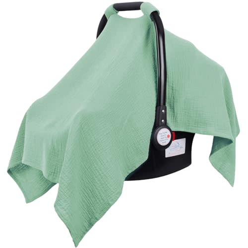 Metplus Muslin Car Seat Cover for Babies - Carseat Stroller Cover Infant Stroller Covers for Boys and Girls, Breathable & Lightweight, Fits Most Strollers & Baby Car Seats