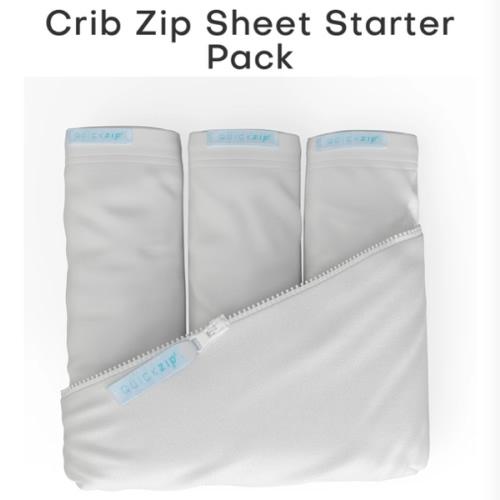 White - Crib Zip Sheet Starter Pack - Crib 3-Pack + 1 quick zip base