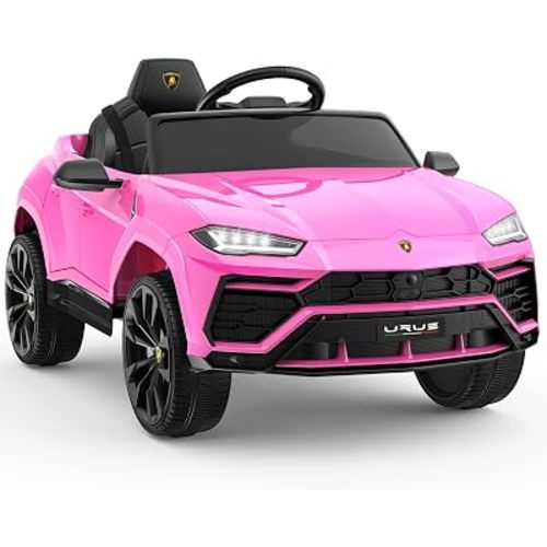 First Ride On Licensed Lamborghini Toy Car for Kids, 12V Electric Car with Remote Control, Kids Cars to Drive, Ride On Car with MP3 Player & LED Lights (Pink)