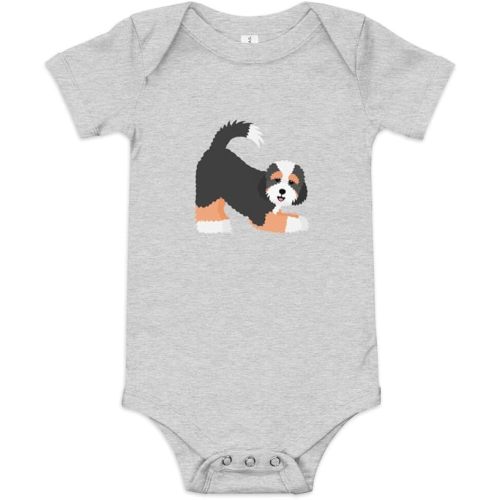 Bernedoodle baby clothes, bernedoodle onesie for baby, Baby short sleeve one piece, funny bernedoodle design 1.