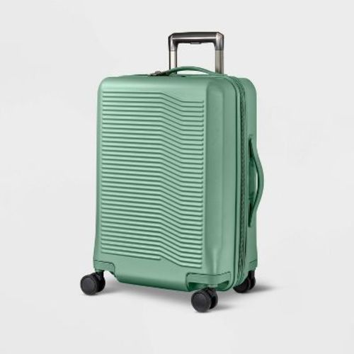 Signature Hardside Carry On Spinner Suitcase Matte Green - Open Story™: Water-Resistant, Aluminum Handle, 4 Wheels