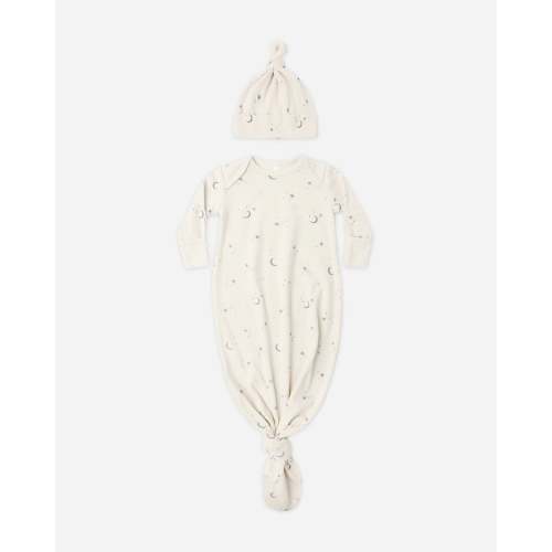 Knotted Baby Gown + Hat Set Celestial