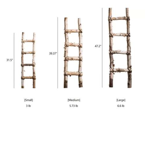 RusticReach White Birch Wood Decorative Ladder