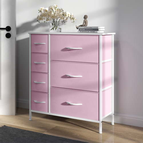 Uforic 7-Drawer Fabric Dresser, Pink Storage Organizer for & Closet, for Adults and Teens