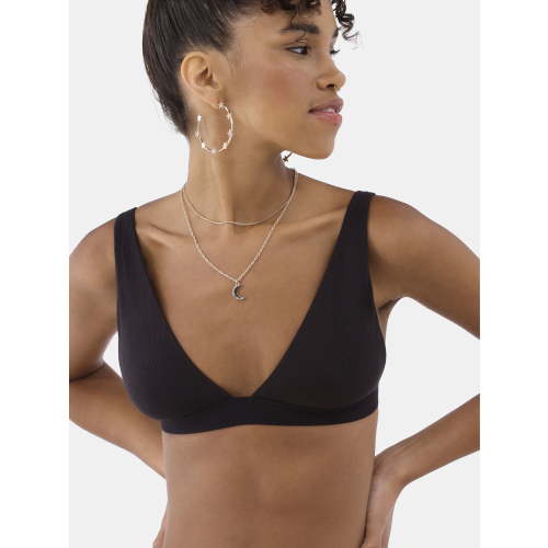 No Boundaries Cotton Stretch Ribbed Wirefree Plunge Bra, Women's XS-3XL