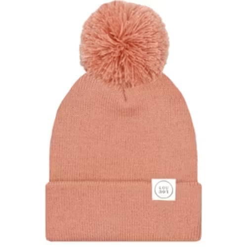 Beanie with Pom - Salmon Pink