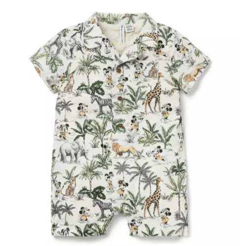 Baby Freshwater Pearl Mickey Mouse Safari Disney Mickey Mouse Safari Baby Romper by Janie and Jack