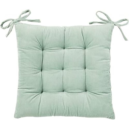 HLOVME Corduroy Chair Cushion with Ties Ultra Soft Warm Floor Cushion for Kids Reading Nook Comfortable Square Seat Cushion for Adult 15.7”x15.7”, Green