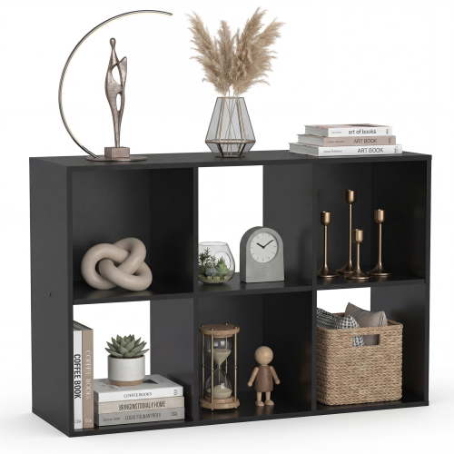 CONCETTA 8 Cube Storage Organizer, Open Corner Bookshelf with Removable Back Panels for Living Room Bedroom Office, 24*12*48 inches, Black