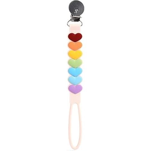 Loulou Lollipop Beadless Silicone Pacifier Clip (Sweetheart, Rainbow)