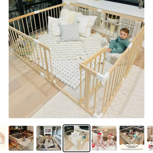 HARPPA Wooden Baby Gate Playpen | Non-Toxic Foldable DIY Adjustable Play Yard for Infants & Toddlers – Natural Finish Baby Fence for Small & Large Spaces