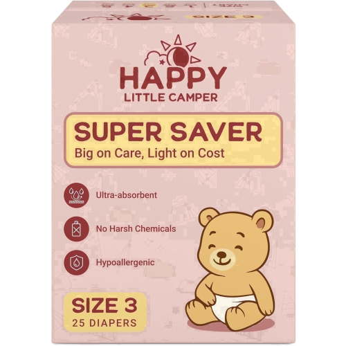 Happy Little Camper, Baby Diapers, Size 3, 25 Count