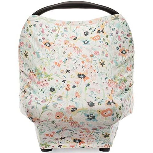 Parker Baby 4 in 1 Car Seat Cover for Girls - Stretchy Carseat Canopy, Nursing Cover, Grocery Cart Cover, High Chair Cover -"Bloom"