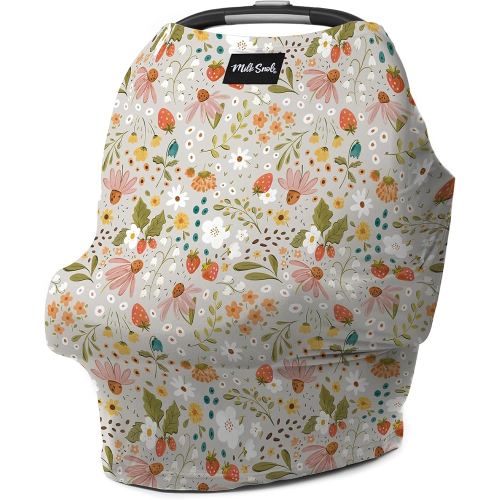 Milk Snob Original 5-in-1 Cover - Nursing Cover for Breastfeeding - Baby Carseat Canopy & Stroller - Essential All-in-One Design - Gift for Mom, Baby (Strawberry Fields)