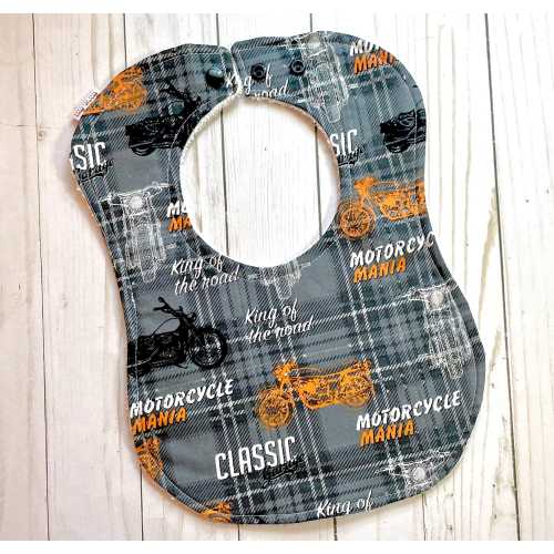Motorcycle Baby Bib | Biker Theme Drool Bib | Boy Bib | Classic Motorcycles | Absorbent Drool Bib | Motorcycle Rider Theme Baby Gift
