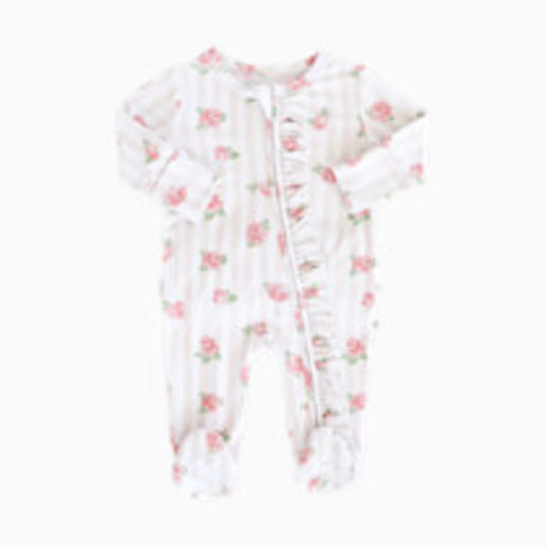 Caden Lane Ruffle Zipper Footie - Rosy & Cozy, 0-3 M