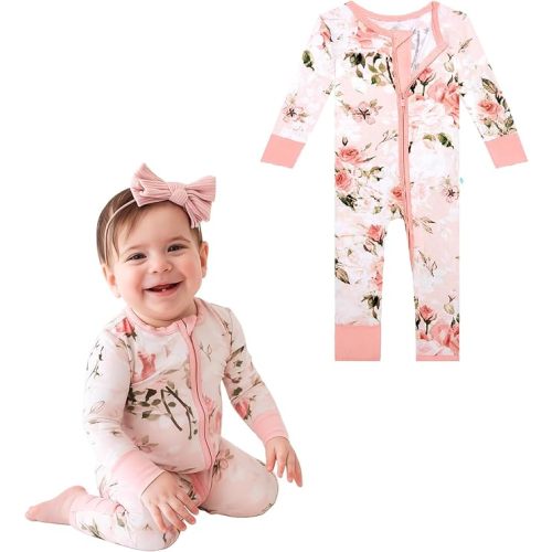 Posh Peanut Convertible Baby Sleepers - Girls Footless Baby Pajamas with 2 Way Zipper for Easy Diaper Changes