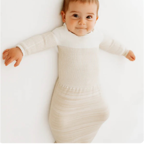 Bamboo Blend Beige Arms Out™ Long Sleeve Sleep Sack – Swaddelini