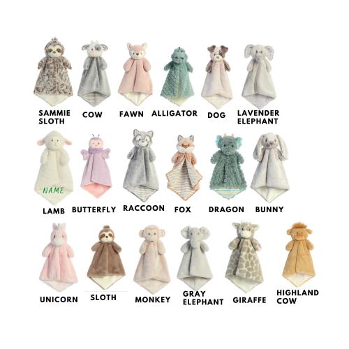 Personalized Animal Lovey, Animal Blanket, Embroidered Blanket, Security Blanket, Luvster, Baby Gift, Custom Personalized Baby Gift
