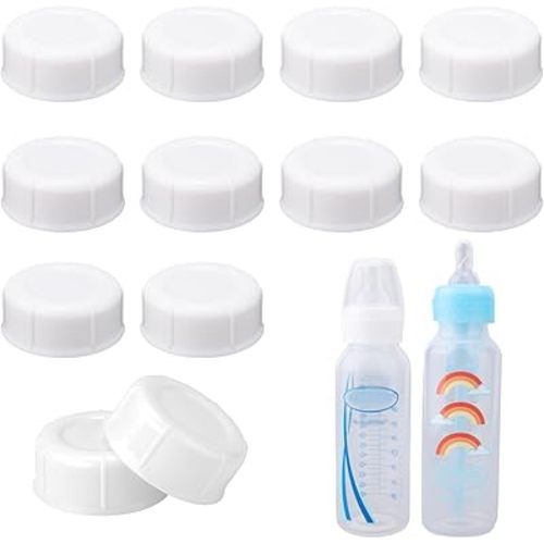 12pcs Travel Bottle Caps for Dr. Brown's & Medela Narrow Bottles, Leak-Proof BPA Free Bottle Caps with Sealing Gasket Bottle Lids Replacement Parts Ideal Bottle Accessories(White)