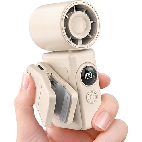 Hotsales Clip-On Portable Fan, 13500 RPM Rechargeable Handheld Mini Fan with LED Display, 360° Rotating Detachable Clip, Stroller Fan for Baby, Compact Travel Essentials/Lash, Summer Gifts for Women