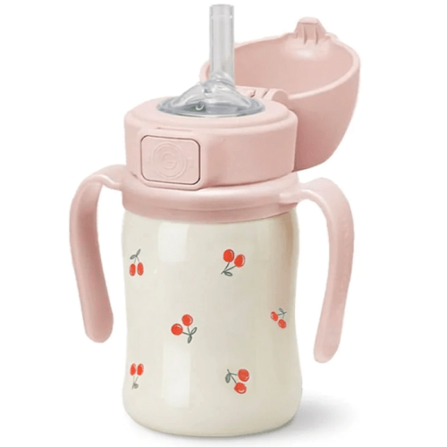 Grosmimi Stainless Steel Straw Cup with Flip Top - 6oz (12 Months+)
