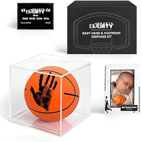 Baby Basketball Handprint Kit - Basketball Baby Shower Gifts for Boys - Basketball Newborn Keepsake - Baby Hand and Footprint Kit - New Dad Gifts - New Baby Boy Gift Unique, First Time Dad Gifts