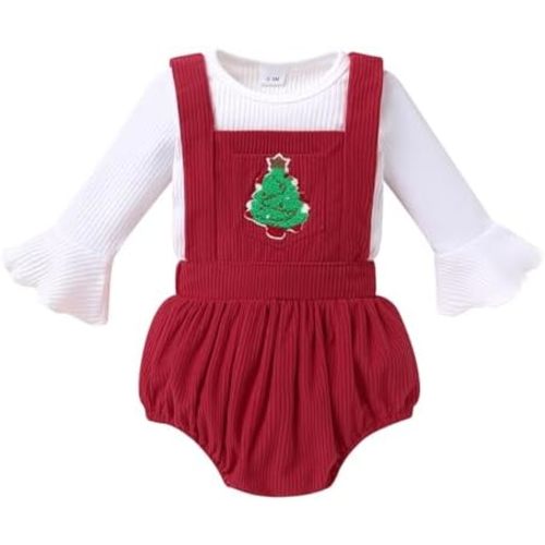 Newborn Baby Girl Clothes Bell Sleeve Romper and Corduroy Overalls Shorts Infant Girl Fall Outfits
