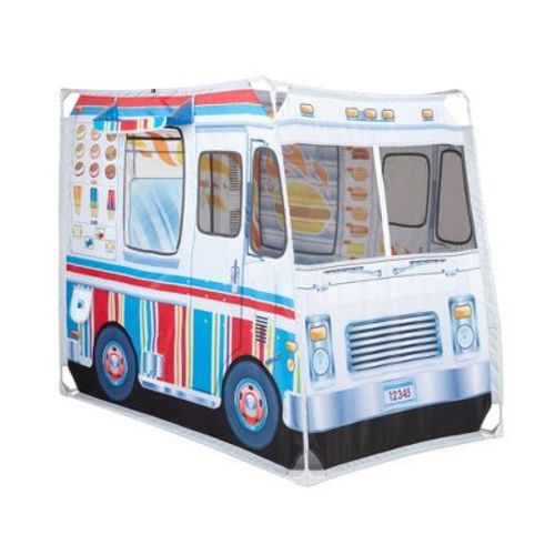 Melissa & Doug Fabric Double-Sided Food Truck Play Tent - Ice Cream And BBQ: Kids Fabric Tent, Creativity Focus