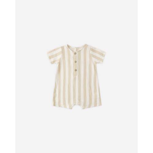 Short Sleeve Woven Romper Summer Stripe