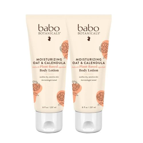 Babo Botanicals Moisturizing Oat & Calendula Body Lotion - for Dry or Sensitive Skin - for All Ages - Vegan - Lightly Scented - 1 or 2 Pack