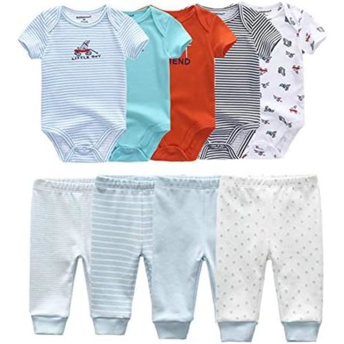 Baby Layette Set Baby Boys' 9-Piece Bodysuits Pants Set Toddler Girl Boy Unisex Baby Gift Sets