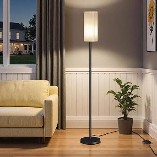 64.6"Floor Lamp, Pole Lamp with Foot Switch, Modern Standing Lamp Shade, Minimalist Freestanding Lamp (Bulb Not Included), for Living Room, Bedroom Office ETL Listed,Black and Yellow Y07LD05