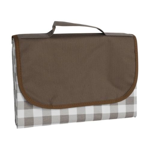 Unique Bargains Picnic Blanket Waterproof Washable Lightweight with Handle for Hiking Travel Camping Parks Brown White