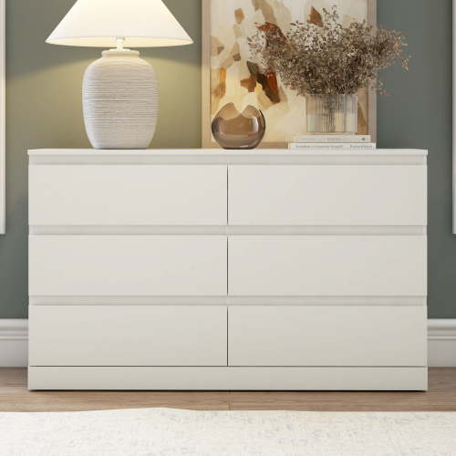 Brindle 6 Drawer Dresser, Matte White, by Hillsdale Living Essentials