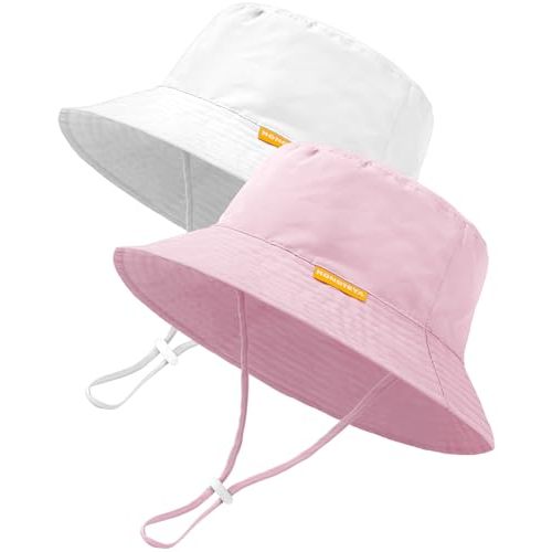 Baby Sun Hat Kids Summer Sun Protection Toddler Bucket Hat Wide Brim Adjustable Beach Hats for Boys Girls Age 0-6 Years
