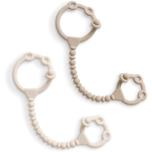 Itzy Ritzy Toy Strap, Silicone Baby Tether for Toys & Snack Cups (Taupe)