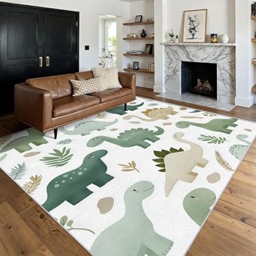 Cartoon Dinosaur Rug 3x5 ft, Washable Boys Kids Dino Area Rugs for Living Room Decor, Dinosaur Patterned Rug for Bedroom, Non Slip Soft Thin Indoor Carpet, Home Decor Nc51