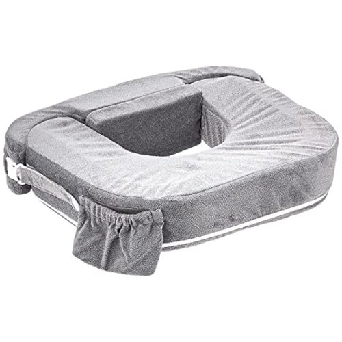 My Brest Friend Twin Nursing Pillow - Enhanced Comfort with Slipcover - Ultimate Ergonomic Support for Breastfeeding- Adjustable Strap and Silent Release Buckle with Handy Side Pocket, Evening Grey