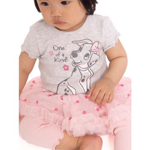101 Dalmations Baby Girl's Short Sleeve Graphic Onesie with Skegging and Matching Bow Headband, 3 Piece Set, Sizes 0/3M-24M