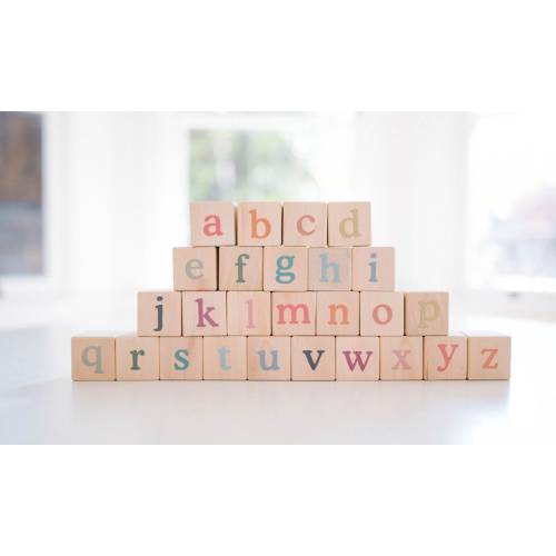Alphabet Color Building Blocks Natural & Organic Wooden Toy Blocks Boho Nursery Pastels