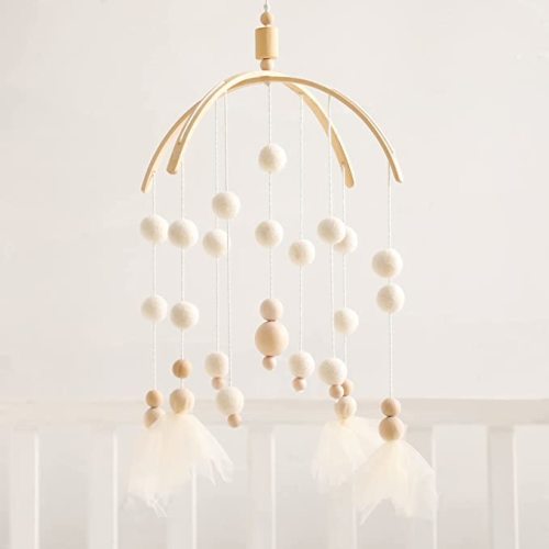 Baby Mobile 100% Felt Ball Bed Bell Mobile Crib Jewelry Creative Pendant Toy Wooden Wind Chime Nursery Decoration