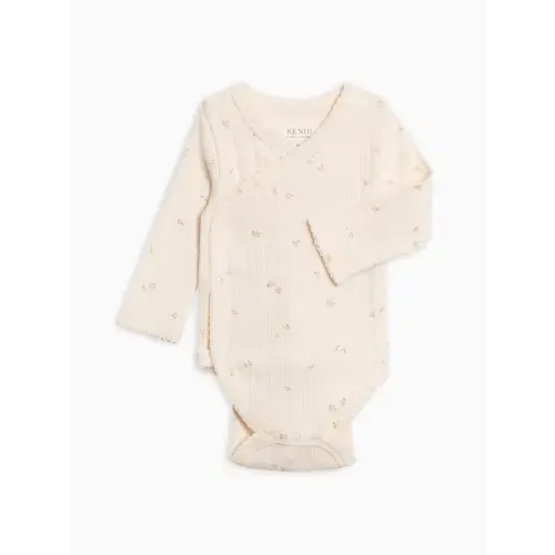 Hilda Brushed Back Pointelle Long Sleeve Kimono Bodysuit